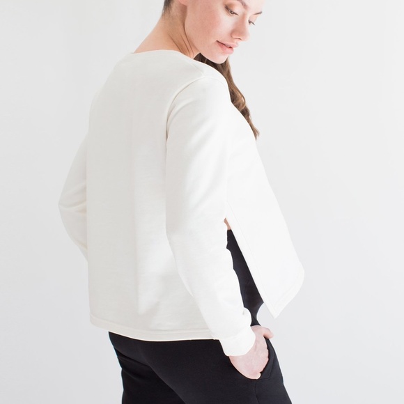MATERNITY SOFT STRETCH SWEATSHIRT, WHITE - Picture 6 of 8